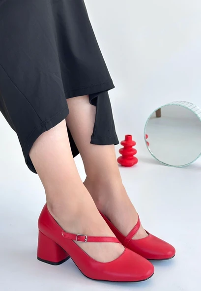 Kier Kırmızı Cilt Topuklu Ayakkabı - Resim 2