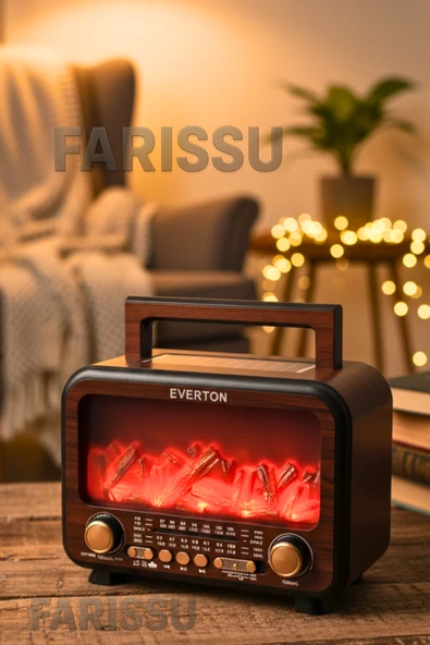 Everton RT-754 Şömine Görünümlü Nostaljik Bluetoothlu Radyo  Güneş Enerjili Taşınabilir Müzik Kutusu - 2