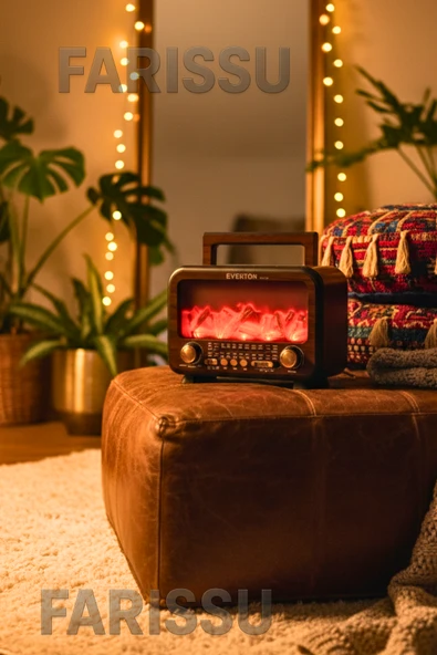 Everton RT-754 Şömine Görünümlü Nostaljik Bluetoothlu Radyo  Güneş Enerjili Taşınabilir Müzik Kutusu - 3