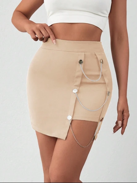 Zincirli mini etek s241008 - Resim 4