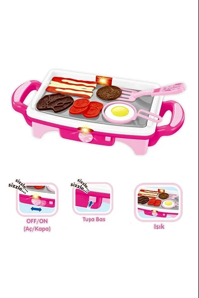 Vardem Işıklı Aksesuarlı Teppenyaki Izgara QF2908P-1 Pembe - 2