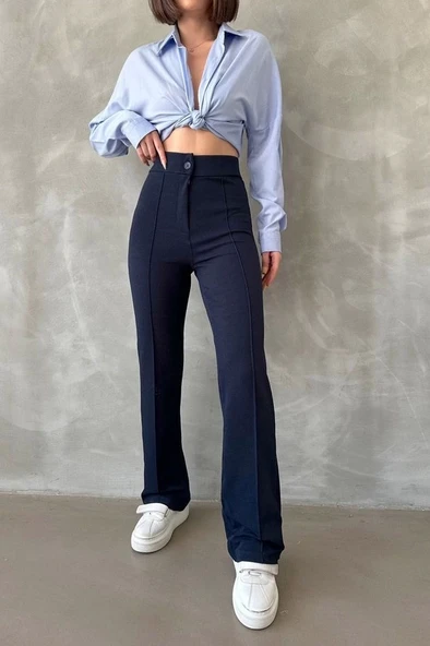 Önü cumalı ithal krep pantolon ürün görseli 1