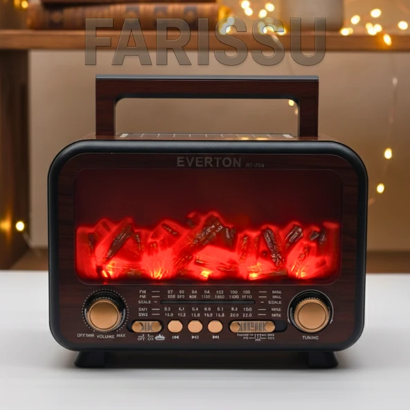 Everton RT-754 Şömine Görünümlü Nostaljik Bluetoothlu Radyo  Güneş Enerjili Taşınabilir Müzik Kutusu - 6
