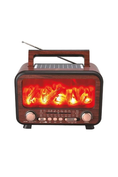 Nostalji Kablosuz Speaker Bluetooth Hoparlör Solar Panelli - 4