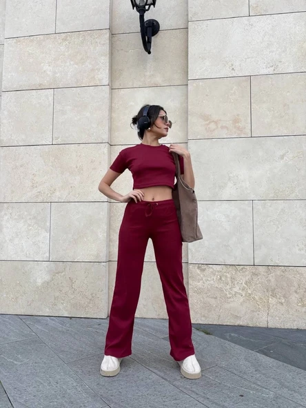 Bol paça pantolonlu alt üst takım - Resim 3