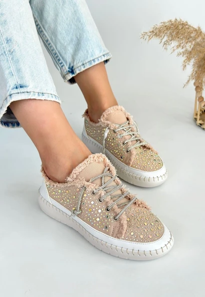 Guji Bej Kot Bağcıklı Spor Ayakkabı - Resim 3