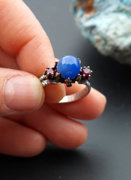 925 Ayar Gümüş Kadın Yüzük sy000104 - Resim 5