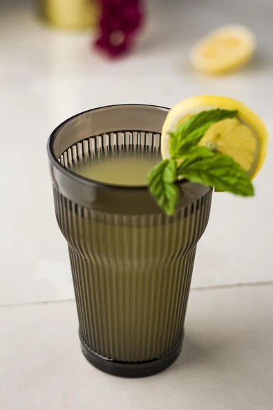 Akrilik Füme Tekli Uzun Bardak & Su Meşrubat Bardağı 400 ml ( Cam Değildir ) - 2