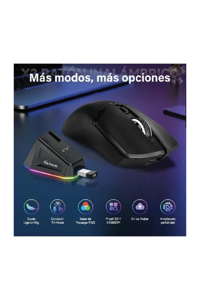 FreeWolf X2 Kablosuz (3 MODLU)24.000dpı Oyuncu Mouse Paw3311 Sensör Şarj Istasyon Tape Ve Skatez Hediye - Resim 3