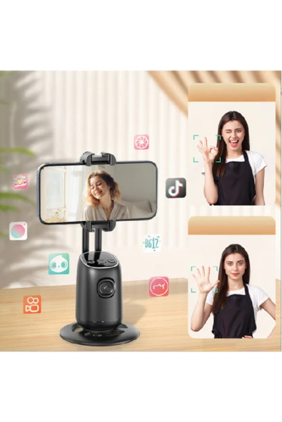 silabor Selfie Gimbal 360° Otomatik Dönme Tripod AI İzleme Çekim Quadrapod Cep Telefon Sabitleyici - Resim 3