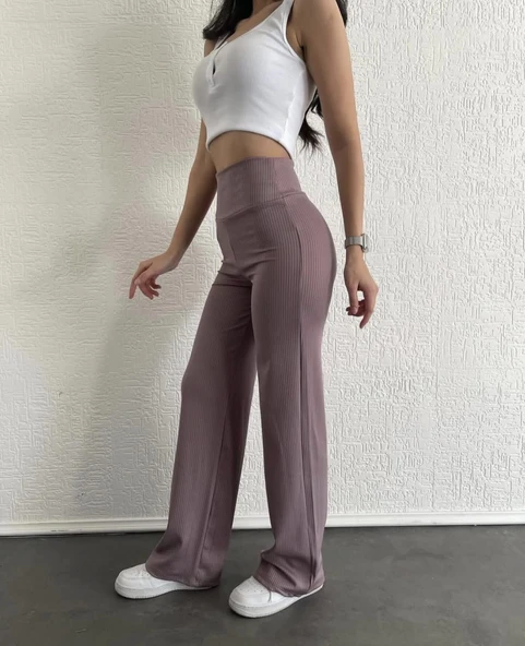 fitilli palazzo pantolon sütlükahve ürün görseli 1