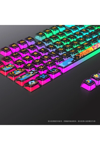 silabor 130 Keys Pudding Keycaps Klavye Tuş İki Renki Kalıplama Keycaps 15 - Resim 8
