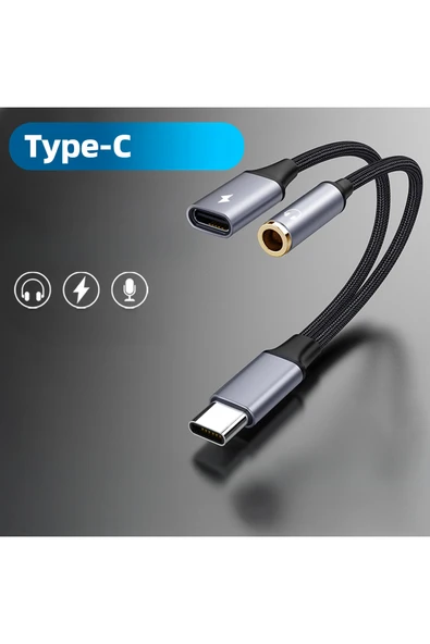 silabor 2 İn 1 Çok İşlevli Tpye-c 3,5 mm Kulaklık Adaptörü Şarj Portu Cep Telefonları ve Tabletler için - Resim 2