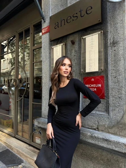 Uzun kollu uzun elbise - Resim 5