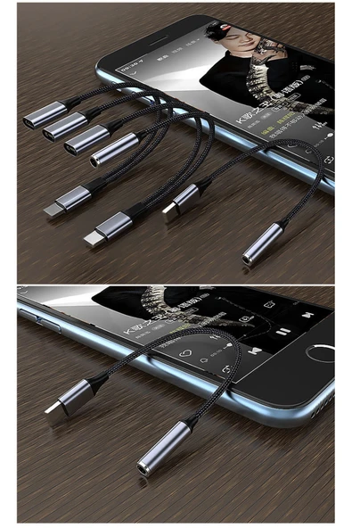 silabor 2 İn 1 Çok İşlevli Tpye-c 3,5 mm Kulaklık Adaptörü Şarj Portu Cep Telefonları ve Tabletler için - Resim 2