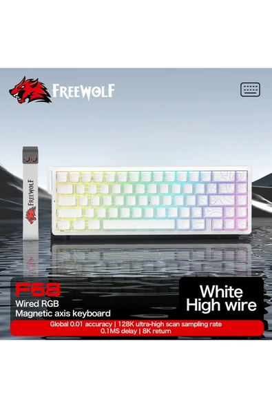 FreeWolf F68 Pro Oyun Klavyesi Manyetik Switch 3 Modlu Kablosuz Bluetooth Kablolu, 8K/1K RGB Klavye ürün görseli