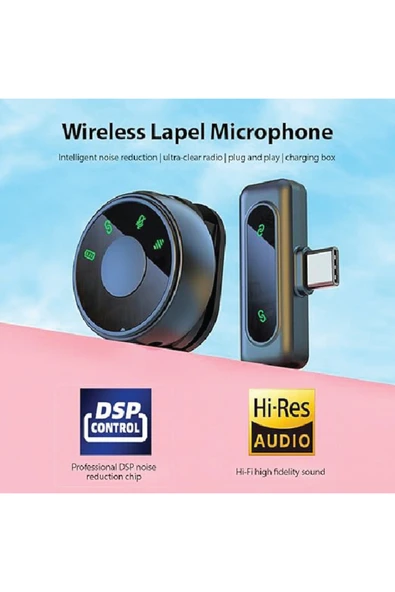 silabor Kablosuz Yaka Mikrofonu Çift Klipsli Type-C Telefon Canlı Yayını Dış Mekan Kaydı için - Resim 5