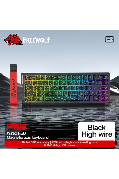 FreeWolf F68 Pro Oyun Klavyesi Manyetik Switch 3 Modlu Kablosuz Bluetooth Kablolu, 8K/1K RGB Klavye ürün görseli