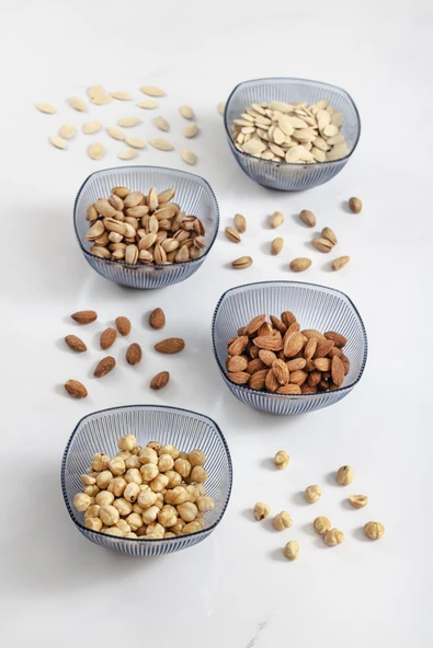 Akrilik Barok Lacivert Kare 4'lü Küçük Kase Seti & Çerezlik & Sunumluk & İkramlık (Cam Değildir) 6884DP4 - Resim 5