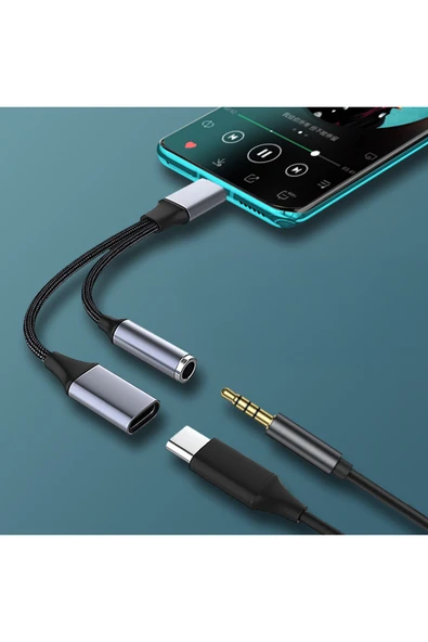 silabor 2 İn 1 Çok İşlevli Tpye-c 3,5 mm Kulaklık Adaptörü Şarj Portu Cep Telefonları ve Tabletler için - Resim 3