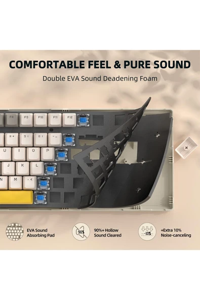 ATAsoft ELEKTRONİK Since 2021 Ziyoulang K3 Max Klavye Red Switch Oyuncu Klavyesi Gaming Mekanik 100 Tuşlu Hotswapp Anti- Ghosting - Resim 5