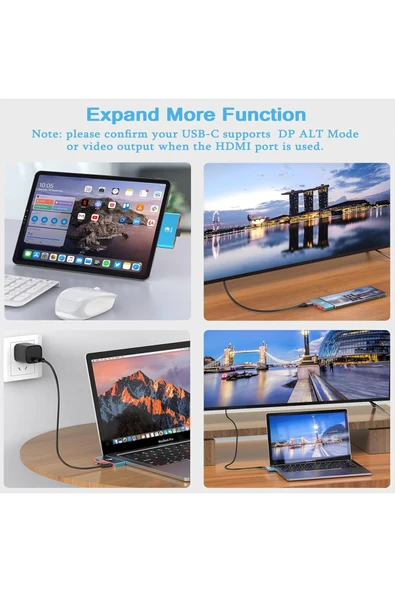 silabor Type-C - HDMI Genişletme Yuvası HD Projeksiyon Adaptörü 3 in 1 Genişletme Yuvası - Resim 3