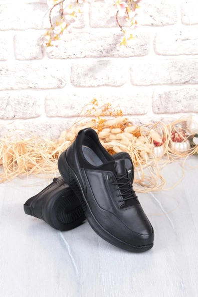 Mehmet Mete 32860 Face Rahat Lastik Bağcıklı Kauçuk Taban Hakiki Deri Erkek Ayakkabı - Resim 6