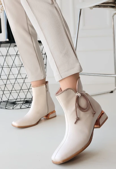 Melina Bej Cilt Topuklu Bot ürün görseli 1