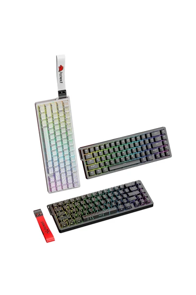 FreeWolf F68 Pro Oyun Klavyesi Manyetik Switch 3 Modlu Kablosuz Bluetooth Kablolu, 8K/1K RGB Klavye - Resim 6