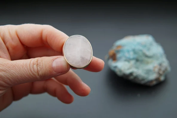 925 Ayar Gümüş ve Pirinç Otantik Kadın Yüzük sy000106 - Resim 2