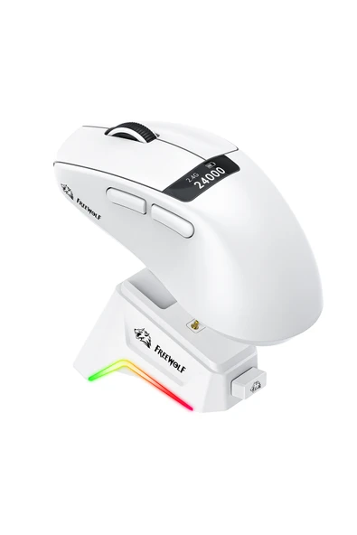FreeWolf A7 Üç Mod Kablosuz Fare Hafif PAW3311 Oyun BT Ekran Fare RGB Şarj Standı Fare ile ürün görseli