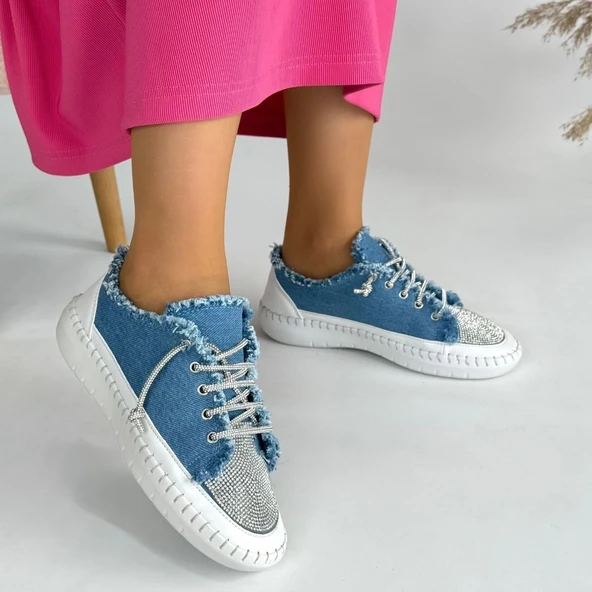 Enber Mavi Kot Bağcıklı Spor Ayakkabı - Resim 4