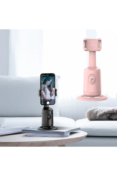 silabor Selfie Gimbal Telefon Tutucu Akıllı AI Yüz Tanıma 360° Cep Telefonu Sabitleyici Canlı Fotoğraf - Resim 2