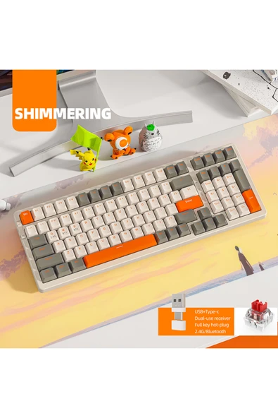 FreeWolf K96 Kablosuz Bluetooth Mekanik Oyuncu Klavyesi Hotswapp Oyuncu Klavyesi - Resim 2