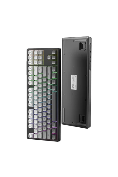 FreeWolf M87 2.4g Bt5.0 Çift Bağlantılı Tft Led Ekranlı Rainbow Gaming Oyuncu Klavye - Resim 3