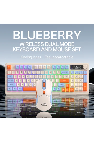 FreeWolf T96 2.4g Bt5.0 Çift Bağlantılı Tft Led Ekranlı Reinbow Gaming Oyuncu Klavye Mouse Set - Resim 2