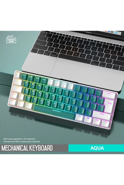 FreeWolf T60 Mini Rgb Oyun Klavyesi Gaming Mekanik 62 Tuşlu 18 Rgb Led Usb Tip-c Kablosu - Resim 3