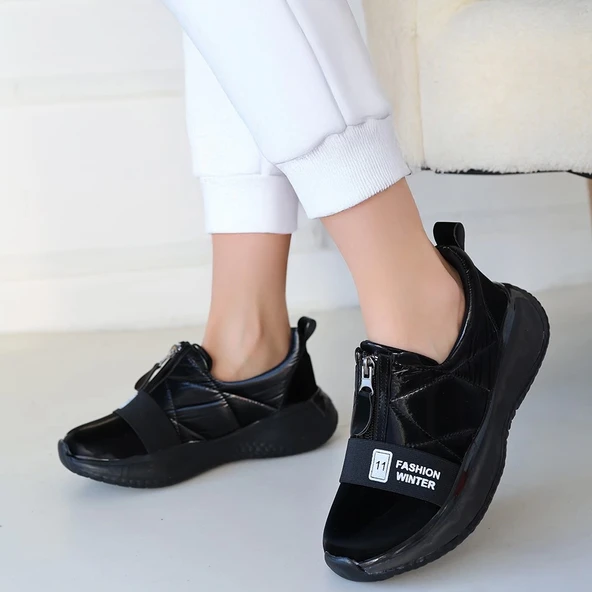 Nikeo Siyah Paraşüt Siyah Tabanlı Spor Ayakkabı - Resim 4