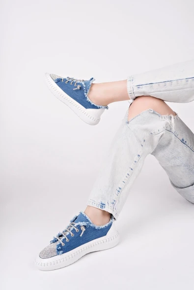 Enber Mavi Kot Bağcıklı Spor Ayakkabı - Resim 2