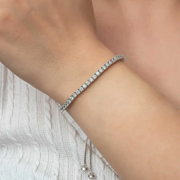 Gümüş Su Yolu Asansörlü Kadın Bileklik - Resim 3