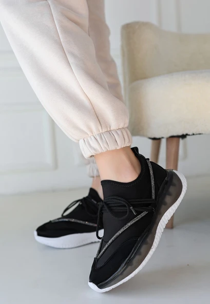 Liney Siyah Rugan Bağcıklı Spor Ayakkabı - Resim 3