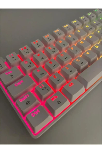 silabor T60 Beyaz Renk Mavi Switch RGB Mekanik Kablolu Driverli Oyuncu Klavyesi T60 Mini Türkçe Q Klavye ürün görseli