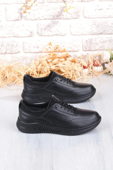 Mehmet Mete 32860 Face Rahat Lastik Bağcıklı Kauçuk Taban Hakiki Deri Erkek Ayakkabı - Resim 2