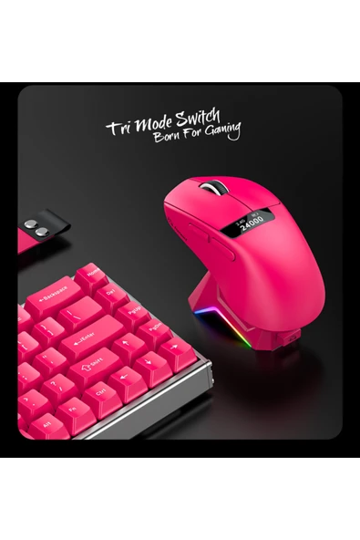 FreeWolf A7 Üç Mod Kablosuz Fare Hafif PAW3311 Oyun BT Ekran Fare RGB Şarj Standı Fare ile - Resim 3