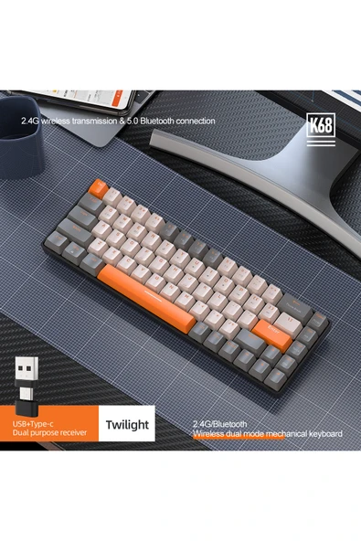 FreeWolf K68 Kablosuz Bluetooth Mekanik Oyuncu Klavyesi Hotswapp Oyuncu Klavyesi ürün görseli