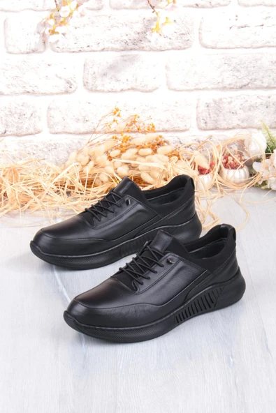 Mehmet Mete 32860 Face Rahat Lastik Bağcıklı Kauçuk Taban Hakiki Deri Erkek Ayakkabı - Resim 4