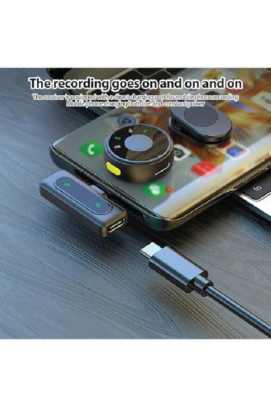 silabor Kablosuz Yaka Mikrofonu Çift Klipsli Type-C Telefon Canlı Yayını Dış Mekan Kaydı için - Resim 2
