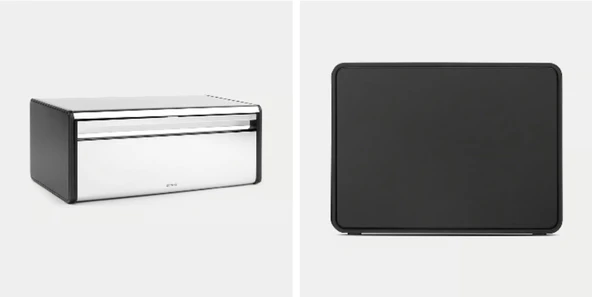 Brabantia Brilliant Steel Köşeli Ekmek Kutusu( Siyah Çerçeveli) - Resim 2