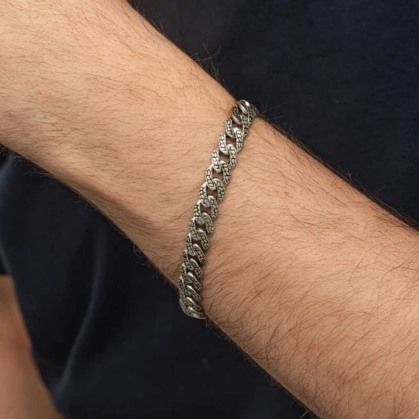 Gümüş Elişi Örgü Gurmet Erkek Bileklik - Resim 2