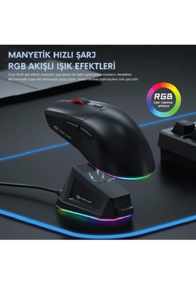 silabor Dark Alien X1 Light Tri Mode Wired Wireless Gaming Mouse PAW3311 59 Gram Şarj İstasyonu - Resim 2